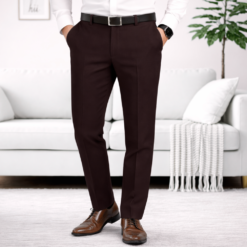 DKZON Stylish Regular Feed Formal Pant Color Sepia