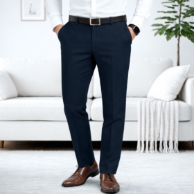 DKZON Stylish Regular Slylish Feed Navy Bue Formal Pant