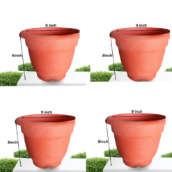 Premium Plastic Flower Pot (9 x 8 Inch) गमला – Pack of - 4
