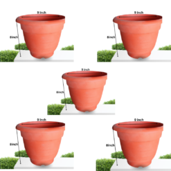 Premium Plastic Flower Pot (9 x 8 Inch) गमला – Pack of - 5