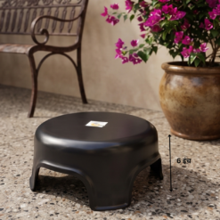 Heavy Duty Plastic Low Stool / Bathroom Stool (6 Inch Height, Black)
