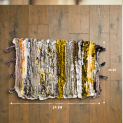 Multi-Color Striped Cotton Handloom Floor Mat / Doormat (24 x 16 Inch)