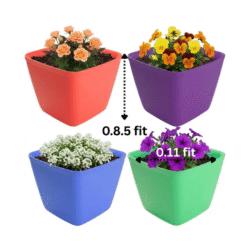 Alternative view of Set of 4 Modern Square Plastic Pots (Multicolor) - 0.11 ft x 0.85 ft