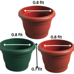 Habby Plastic Plant Pots (0.8 ft x 0.7 ft) - Green & Red