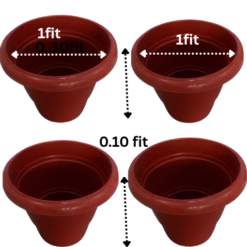 Set of 4 Brown Plastic Plant Pots (1 ft x 0.10 ft)