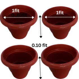 Set of 4 Brown Plastic Plant Pots (1 ft x 0.10 ft)