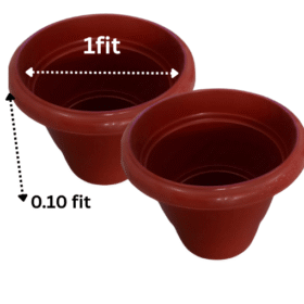 Set of 2 Brown Plastic Plant Pots (1 ft x 0.10 ft)