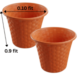 Set of 2 Woven Pattern Plastic Pots ( Red) - 0.10 ft x 0.9 ft