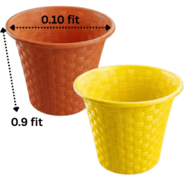 Set of 2 Woven Pattern Plastic Pots (Yellow & Orange) - 0.10 ft x 0.9 ft