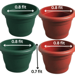 Multicolor Plastic Plant Pots (0.8 ft x 0.7 ft) - Green & Red