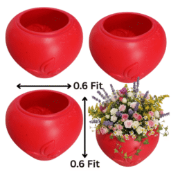 Round Red Plastic Flower Pot | Small Decorative Planter for Indoor Plants & Home Gardening (0.6 x 0.6 Fit)