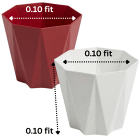 Set of 2 Geometric Diamond-Cut Plastic Pots (Multicolor) - 0.10 ft x 0.10 ft