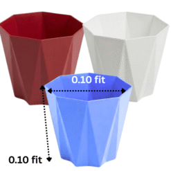 Set of 3 Geometric Diamond-Cut Plastic Pots (Multicolor) - 0.10 ft x 0.10 ft