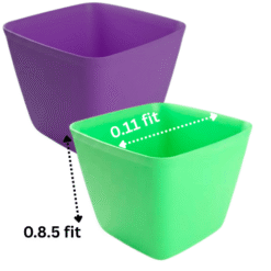 Set of 2 Modern Square Plastic Pots (Multicolor) - 0.11 ft x 0.85 ft