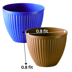 Ribbed Round Plastic Pots Gamla (Multicolor) - 0.9 ft x 0.8 ft