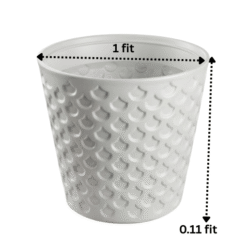 Elegant White Textured Pattern Plastic Pot - 1 ft x 0.11 ft