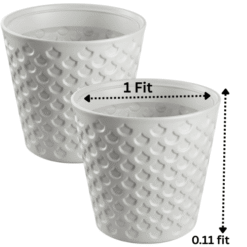 Elegant White and shine Gamla Textured Pattern Plastic Pot - 1 ft x 0.11 ft