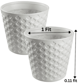 Elegant White and shine Gamla Textured Pattern Plastic Pot - 1 ft x 0.11 ft