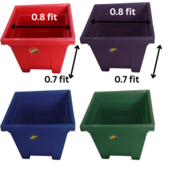 Set of 4 Square Plastic Plant Pots (Multicolor) - 0.8 ft x 0.7 ft