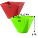 Set of 2 Modern Geometric V-Shape Pots (Red & Green) - 0.10 ft x 1 ft