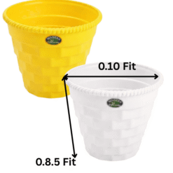 Set of 2 Woven Brick Pattern Plastic Pots Gamla (Multicolor) - 0.10 ft x 0.85 ft
