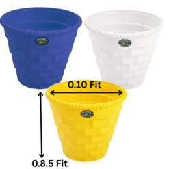 Set of 3 Woven Brick Pattern Plastic Pots (Multicolor) - 0.10 ft x 0.85 ft