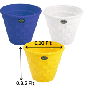 Set of 3 Woven Brick Pattern Plastic Pots (Multicolor) - 0.10 ft x 0.85 ft