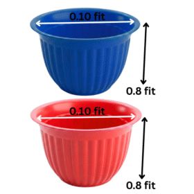 Set of 2 Ribbed Plastic Plant Pots (Blue & Red) - 0.10 ft x 0.8 ft