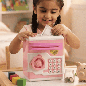 Kids Mini ATM Piggy Bank | Password Lock wala Electronic Money Safe Box | Automatic Note Scroll Saving Toy