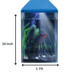 Alternative view of 12*20 inch Vertical Glass Aquarium Tank with Blue Top Lid | Tall Fish Tank for Home & Office Interior Decoration