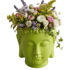 Alternative view of Buddha Head Plastic Planter Pot | Small Indoor Plant Pot & Succulent Container for Home Decor (Green)