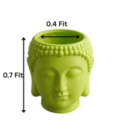 Buddha Head Plastic Planter Pot | Small Indoor Plant Pot & Succulent Container for Home Decor (Green)
