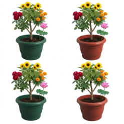 Alternative view of Multicolor Plastic Plant Pots (0.8 ft x 0.7 ft) - Green & Red